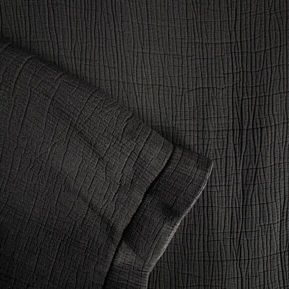 Eileen Fisher Silk Blend Boatneck 3/4 Sleeve Double Layer "Sponge" Top Black L - Picture 4 of 7